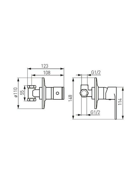 Ferro Algeo Built-In Mixer for Shower with 1 Exit Silver