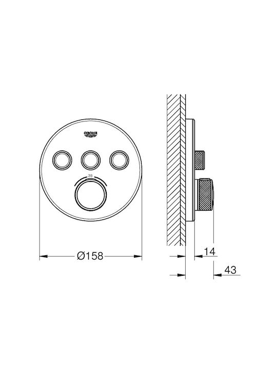 Grohe Grohtherm Smart Control für Dusche 3 Ausgänge Edelstahl