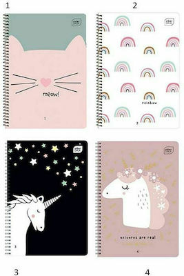 interDRUK Spiral Notebook Ruled B5 120 Sheets 2 Subjects Cute Girl 1pcs (Μiscellaneous Designs/Colors)