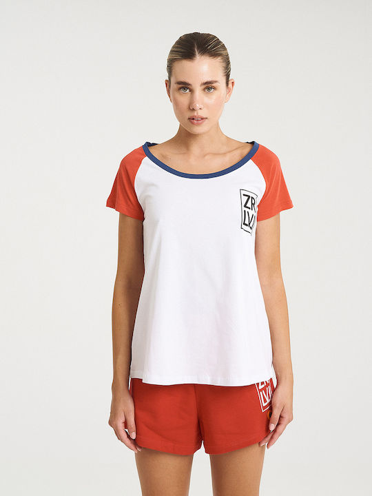 Γυναικείο T-shirt Pure White/Fiery Red