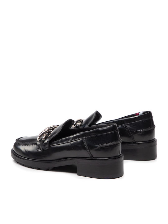 Leather Women's Moccasins in Black Color
