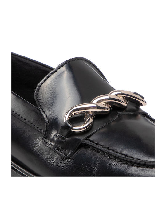 Leather Women's Moccasins in Black Color