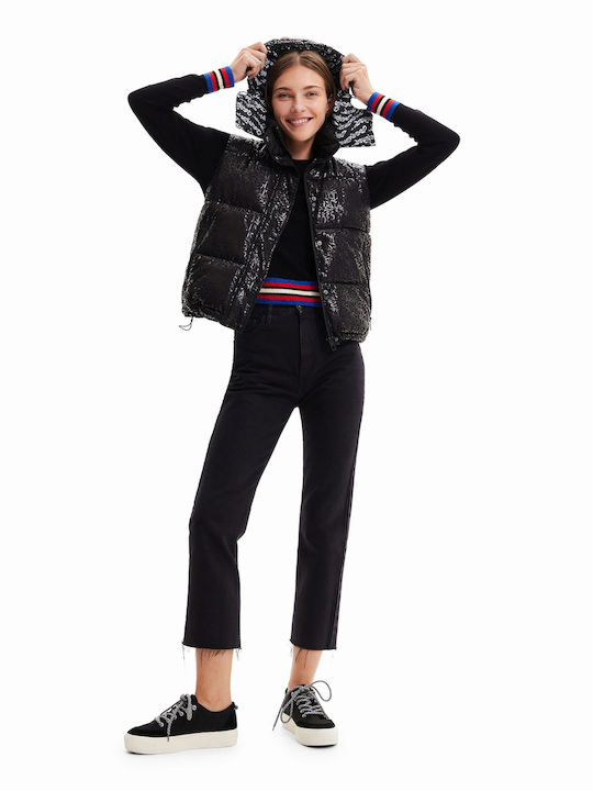 Oslo Women's Short Puffer Jacket for Winter with Hood Black