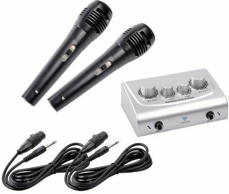 Azusa Ενισχυτής Karaoke με Ενσύρματα Μικρόφωνα MIK0115 Ασημί