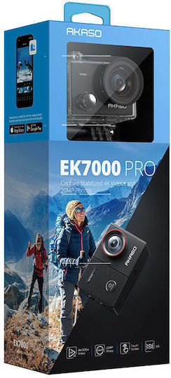 Akaso EK7000 Pro Action-Kamera 4K Ultra HD Unterwasser (mit Gehäuse) mit Touchscreen 2" und Wi-Fi Schwarz