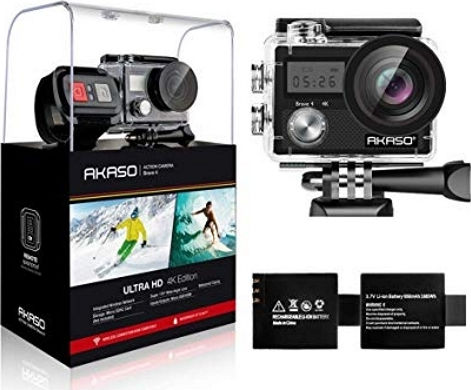 Akaso Brave 4 Action Camera 4K Ultra HD Underwater (with Case) with Screen 2" and Wi-Fi Black