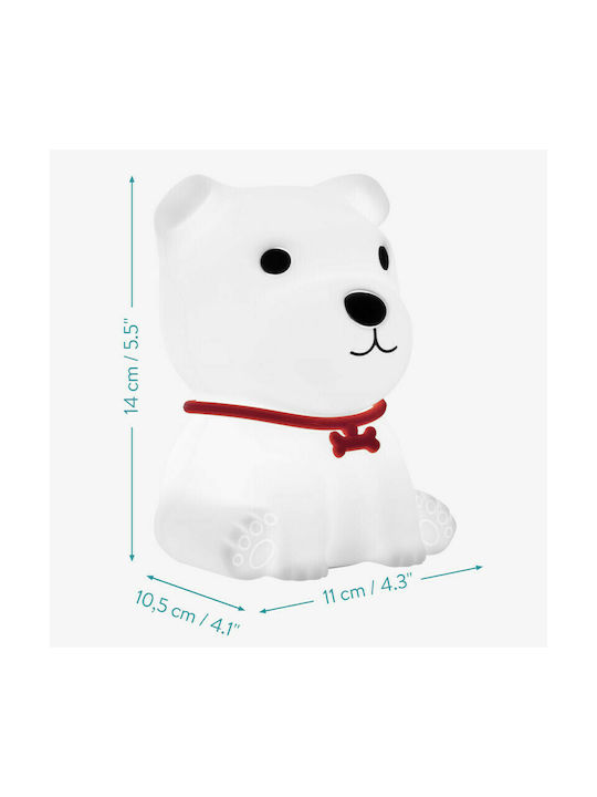 Navaris Lumini LED Lampă decorativă pentru copii Atingere Sitting Dog cu Schimbări de Culori Alb