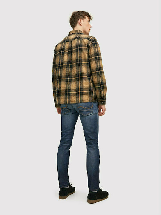 Jack & Jones Jay Men's Shirt Overshirt Long Sleeve Checked Brown