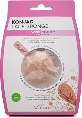 Vican Burete Curățare Konjac Face Sponge with Pink Clay Powder pentru Piele Grasă 1buc