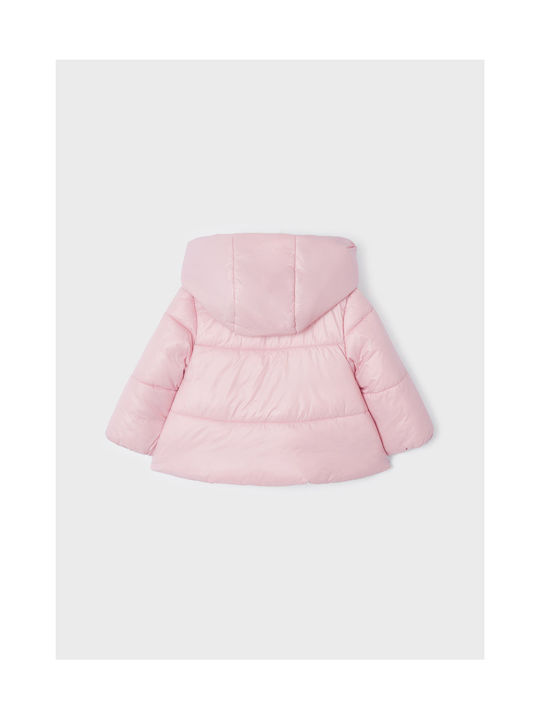 Mayoral Kids Quilted Jacket Short with Hood Pink