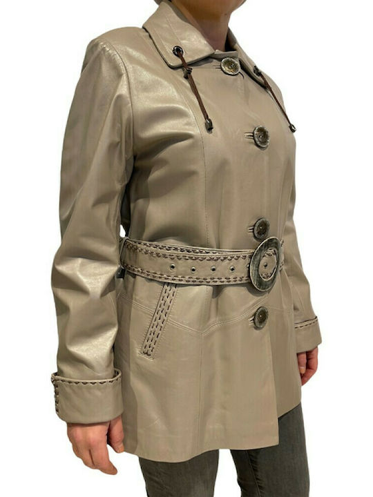 WOMEN'S LEATHER JACKET 910 BEIGE