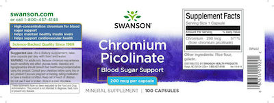 Swanson Chromium Picolinate 200mg 100 κάψουλες