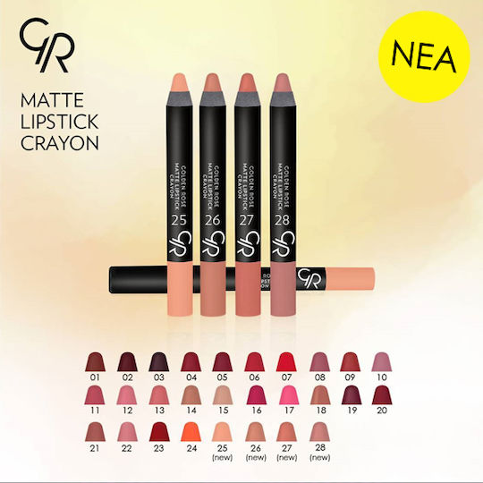 Golden Rose Matte Crayon Pencil Lipstick Matte 10 3.5gr