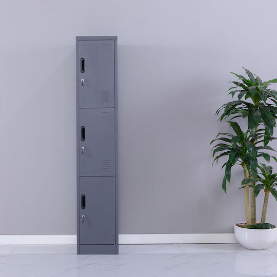 Spind Metallisch mit 3 Schränke Anthracite Checkmate 38x45x180cm