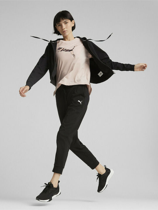 Modern Sports Cropped Γυναικείο Φούτερ με Κουκούλα Μαύρο
