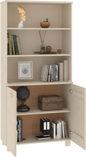 Office Cabinet Made of Solid Wood Brown Honey 85x35x180cm