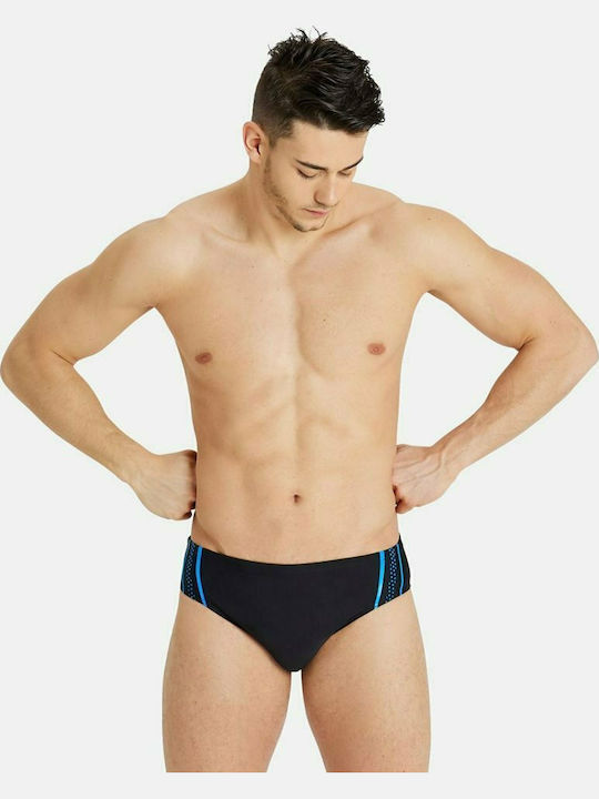 Herren Badebekleidung Slip Schwarz mit Mustern