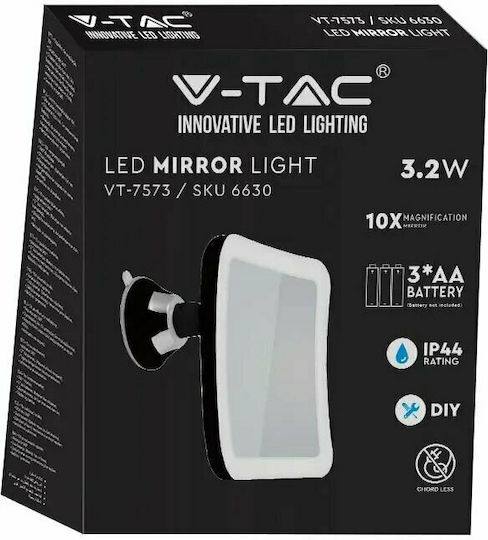 V-TAC Makeup Mirror Tabletop with Light Zoom x10 16.2x19.2cm Silver