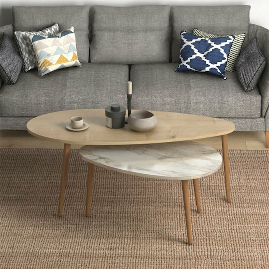 Oval Coffee Table Monty Wooden Beige L116xW46xH46cm.