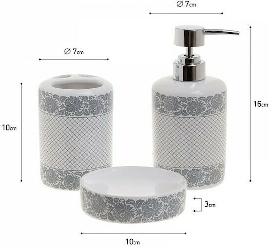 Click Ceramic Bathroom Accessory Set Multicolour 3pcs