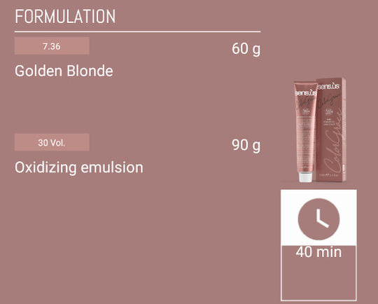 Sensus ColorGrace Βαφή Μαλλιών 7.36 Brown Blonde 100ml