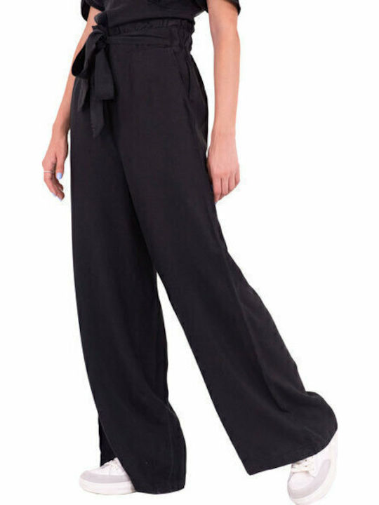 Women's High Waist Pantaloons in Paperbag Fit Black