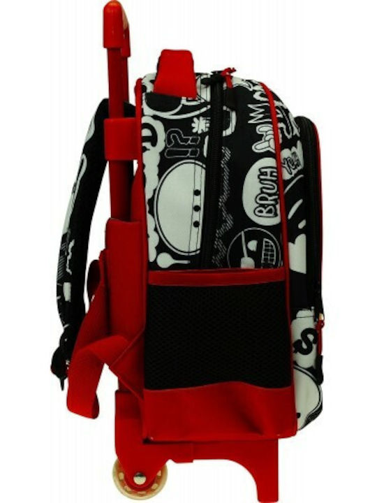 Gim Emoji Too Lit School Bag Trolley Kindergarten Red with Water Bottle Holder 12Liters