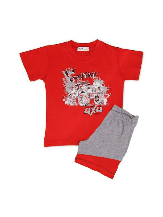 Nek Kids Wear Kids Set with Shorts Summer 2pcs Red