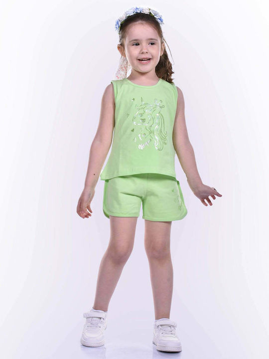 Nek Kids Wear Kids Set with Shorts Summer 2pcs Green