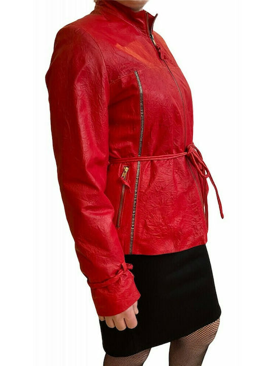 13099 WOMEN'S LEATHER JACKET RED