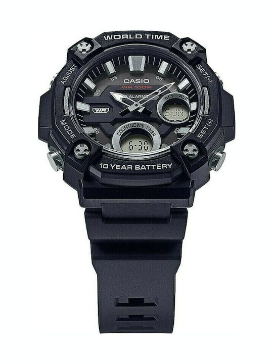 Casio Analog/Digital Men's Watch Battery with Black Rubber Strap