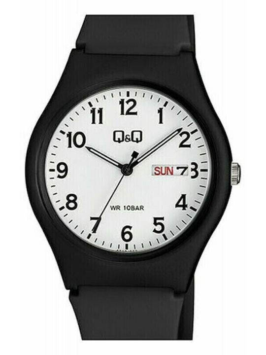 Q&Q Ανδρικό Ρολόι 38mm Μπαταρίας με Μαύρο Καουτσούκ Λουράκι