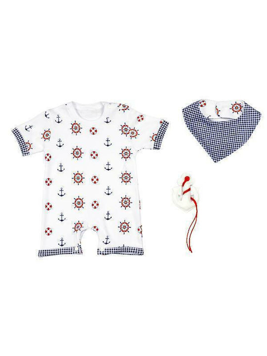 Hashtag Baby Bodysuit Set Short-Sleeved with Accessories White 3pcs