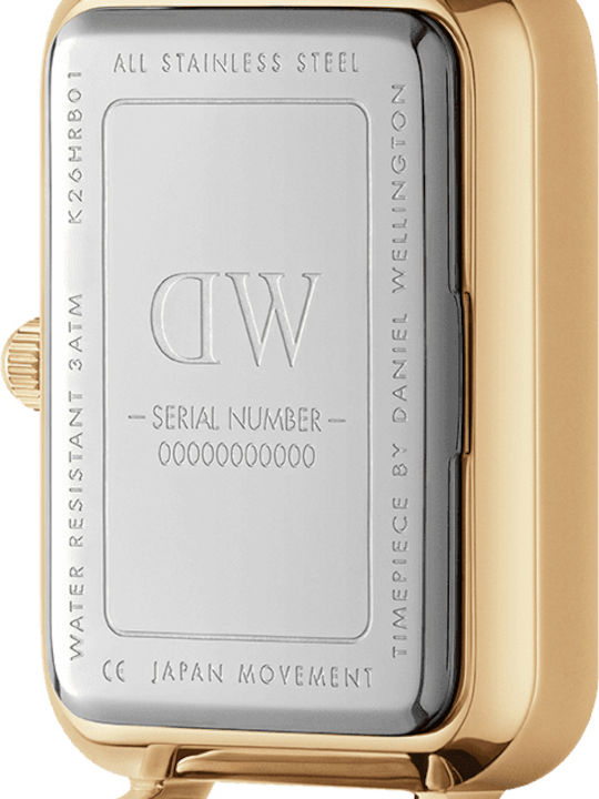 Daniel Wellington Quadro Pressed Γυναικείο Ρολόι 26mm Μπαταρίας με Χρυσό Μεταλλικό Μπρασελέ