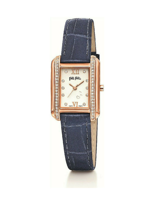 Folli Follie Watch with Navy Blue Leather Strap