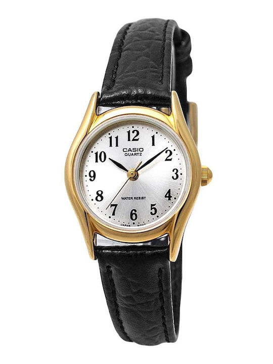 Casio Collection Women's Watch with Black Leather Strap
