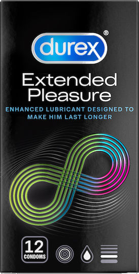 Durex Προφυλακτικά Extended Pleasure 12τμχ 56mm με Επιβραδυντικό