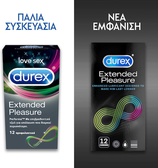 Durex Προφυλακτικά Extended Pleasure 12τμχ 56mm με Επιβραδυντικό