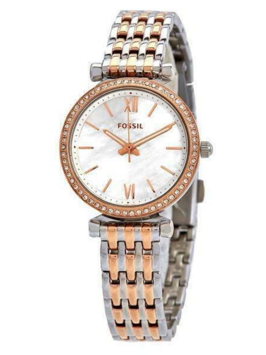 Fossil Fossil Carlie Mini Crystals Womens Watch 28mm Battery with Pink Gold Stainless Steel Bracelet