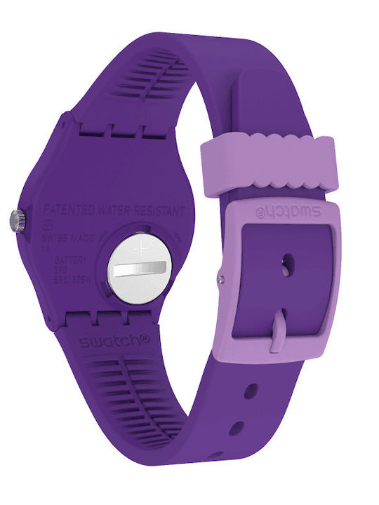 Swatch Poodle Women's Watch with Purple Rubber Strap