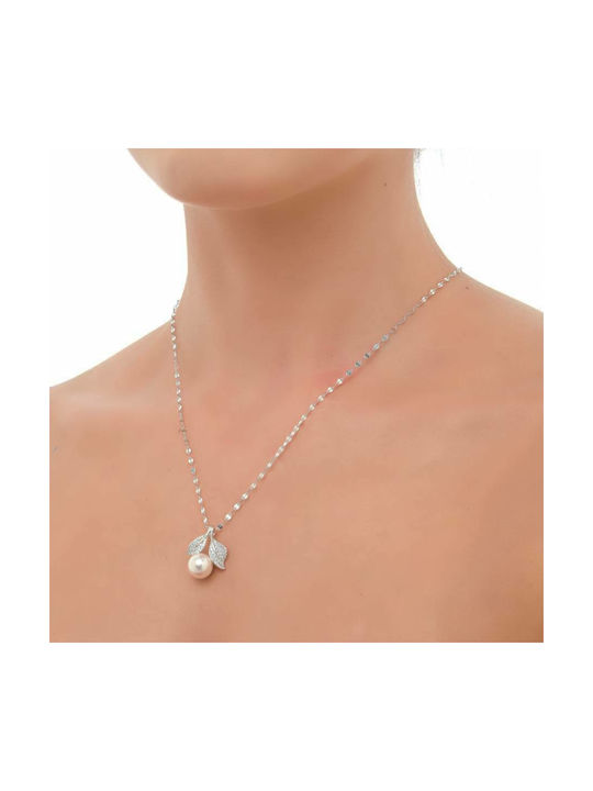 Oxzen Halskette mit Design Blume aus Silber mit Zirkonia
