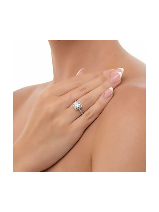 Oxzen Damen Ring mit Zirkonia aus Silber