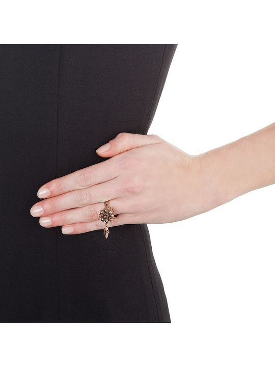 Folli Follie Ring with Stones made of Steel Gold Plated