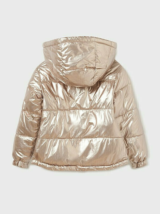 Kids' Quilted Jacket Short Double Sided with Hood Gold