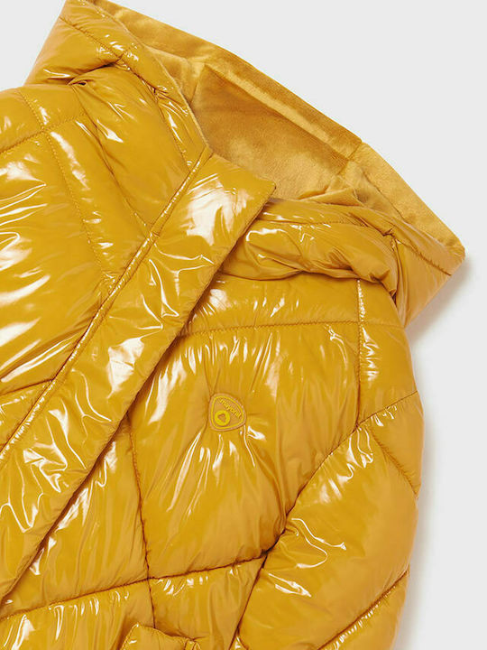 Kids' Quilted Jacket Short with Lining & Hood Brown