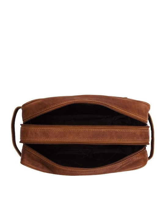 Toiletry Bag Stacey in Tabac Brown color 29cm