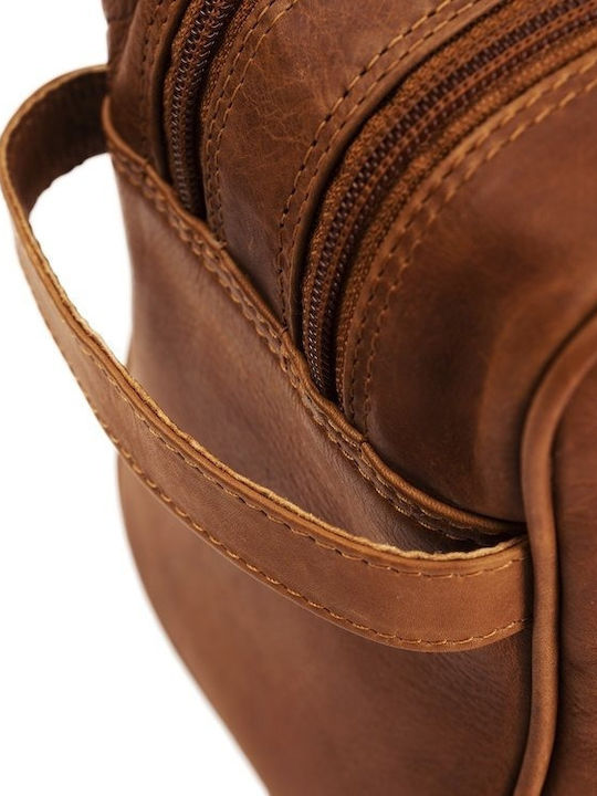Toiletry Bag Stacey in Tabac Brown color 29cm
