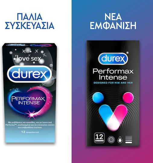 Durex Προφυλακτικά Performax Intense 12τμχ 56mm με Επιβραδυντικό και Ραβδώσεις
