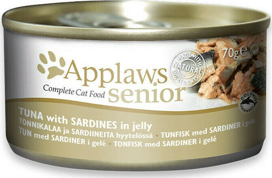 Applaws Wet Food for Senior Cats in Cans with Sardine and Tuna 70gr