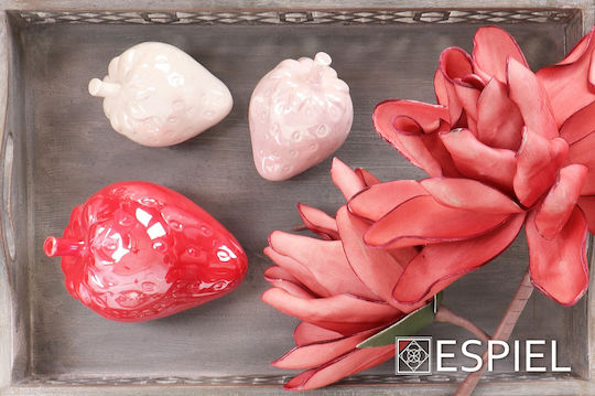 Espiel Decorative Fruit Strawberry made of Ceramic Material Pink 9.5x7.7cm 1pcs